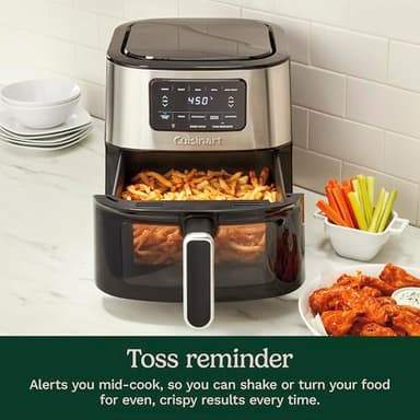 Cuisinart Air Fryer, 6-Quart Basket Large Fryer with 5 Cooking Functions to Roast, Bake, Broil, Air Fry and Keep Warm, 5 Airfryer Presets, Dishwasher-Safe Parts, AIR-200, Stainless Steel & Black - Image 6