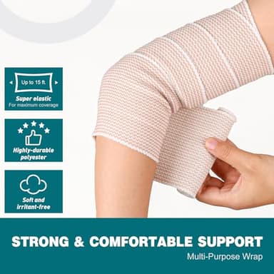 AZEN Premium 6 Pack Elastic Bandage Wrap 4 Inch, Compression Wrap Bandage for Legs, Lymphedema Wraps for Legs, Ankle, Knee, Tummy, Body, Latex-Free - Image 3