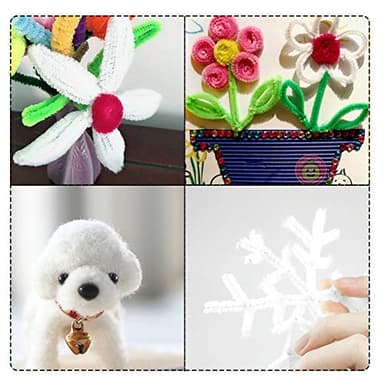 100 Pieces Pipe Cleaners Chenille Stem, Solid Color Pipe Cleaners Set for Pipe Cleaners DIY Arts Crafts Decorations, Chenille Stems Pipe Cleaners (White) - Image 7