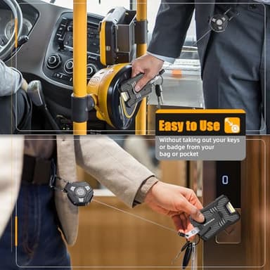 Oaridey Retractable Badge Holders, Heavy Duty Retractable Keychain with Tactical ID Card Holder (Holds 5 Cards), ID Badge Holders with Metal Clip, 31.5' Badge Reel - Image 2