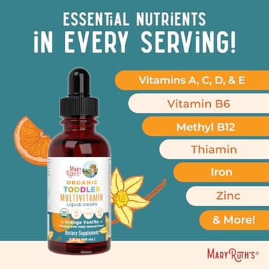 MaryRuth Organics Multivitamin & Multimineral with Iron for Toddlers | USDA Organic | Sugar Free | Multivitamin Liquid Drops for Kids Ages 1-3 | Immune Support | Vegan | Non-GMO | 2 Fl Oz - Image 7
