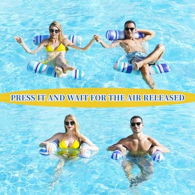 Pool Floats Adult - 2 Pack Inflatable Pool Floats Hammock, Multi-Purpose 4-in-1Pool Floats for Adults, Swimming Pool Water Hammock Lounge - Image 8