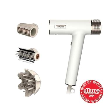 Shark Hair Dryer SpeedStyle RapidGloss Finisher and High-Velocity Dryer, Ionic Hair Blow Dryer with IQ Speed Styling and Drying Suite, No Heat Damage, Best for Curly and Coily Hair, Silk, HD332 - Image 2