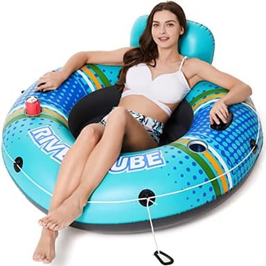 Jasonwell Inflatable River Tube Float - Heavy Duty River Float Pool Floats Lake Premium Water Tubes for Floating Recreational River Raft Lounge Floaties with 2 Cup Holders for Adult - Image 1