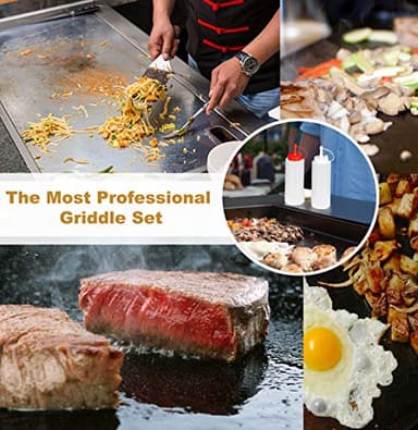 ROMANTICIST 8pcs Professional Griddle Accessories Kit - Heavy Duty Stainless Steel Grill Spatula Set for Grill Griddle Hibachi Flat Top Outdoor Cooking - Great Grill Gift on Birthday Wedding - Image 6