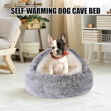 FORMYCATIE Cat Beds for Indoor Cats,Cat Cave for Puppy and Kitty,Calming Small Dog Bed for Small Dogs with Cover Cave,Cozy Warming Fluffy Washable Anti-Slip Pet Sleeping Bag (20 * 20inch,Grey) - Image 8