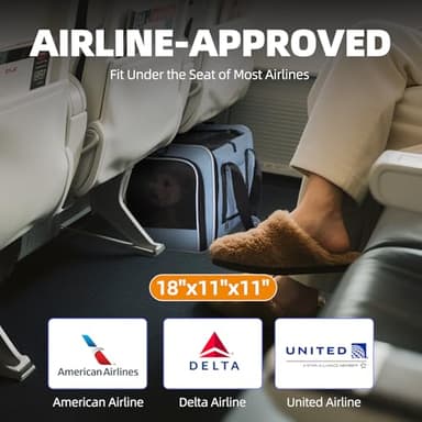 PAPZER Top Loading Medium Cat Carrier with Privacy Curtain, Delta Approved TSA Pet Travel Crate Suitcase Luggage Sleeve, Soft-Sided Dog Kennel Bag 18x11x11 United Airline Approved Under Seat Blue - Image 6