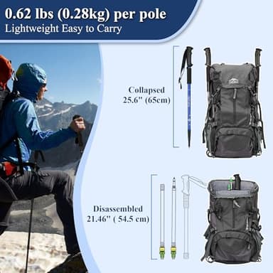 TheFitLife Nordic Walking Mountaineering Anti Shock Hiking Trekking Walking Trail Poles, 2-Pack, Folding Collapsible Alpenstocks, Ultralight for Travel Mountaineering (Blue) - Image 4