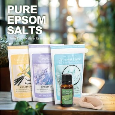 Spa Luxetique Epsom Salts for Soaking, Bath Salts for Women Gifts Set with Lavender, Vanilla and Coconut Scent Bath Set with Tea Tree Oil for Mom Christmas Gifts - Image 5