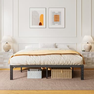 ZIYOO King Bed Frame, 1500lbs Heavy Duty Steel Slat, 14 Inches Platform Bed Frame, Non-Slip Design, No Box Spring Needed, Easy Assembly, Quiet Noise Free, Under Bed Storage Space, Black - Image 7