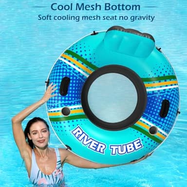 Jasonwell Inflatable River Tube Float - Heavy Duty River Float Pool Floats Lake Premium Water Tubes for Floating Recreational River Raft Lounge Floaties with 2 Cup Holders for Adult - Image 5