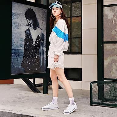 Shupua Canvas Shoes for Women White Canvas Sneakers Womens Casual Shoes Low Top Black Sneakers Comfortable Tennis Shoes(White.us9) - Image 2