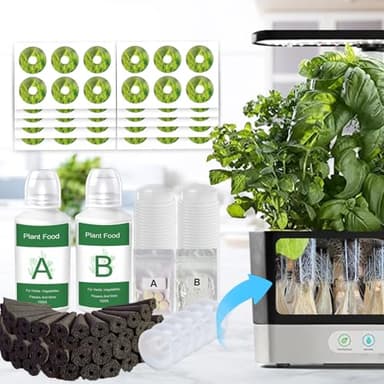196Pcs Hydroponic Seed Pods Kit Supplies for Aerogarden Pods, Hydroponics Garden Accessories, Grow Anything Kit with 60 Grow Sponges 12 Grow Baskets 60 Domes 60 Pod Labels 400ml Plant Food Nutrients - Image 6
