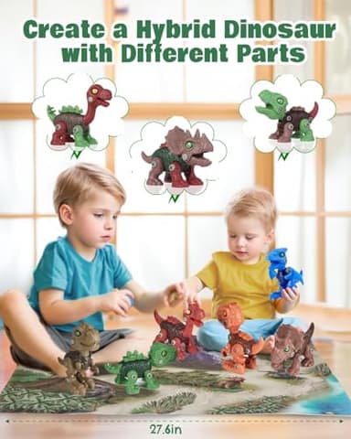 6 Pack Kids Toy Stem Dinosaur Toys, Kids Take Apart Construction Building Toys Learning Educational Dino Kit Play Set Party Christmas Birthday Gifts for Toddler Boys Girls Age 3 4 5 6 7 8 + Year Old - Image 5
