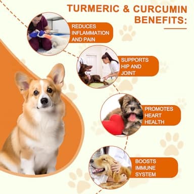 Turmeric for Dogs, 180 Turmeric Curcumin Tablets Supports Heart, Immune System Booster, Hip & Joint Support, Dog Pain Relief, Pet Supplement Treats w/Fish Oil, Curcumin C3-180 Tablets / 5.1 OZ - Image 3