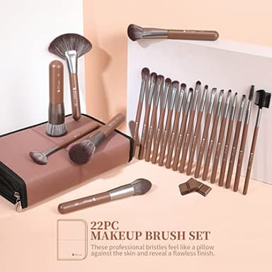 DUcare Makeup Brushes Professional with Bag 22Pcs Makeup Brush Set Premium Synthetic Kabuki Foundation Blending Brush Face Powder Blush Concealers Eye Shadows with Case - Image 5