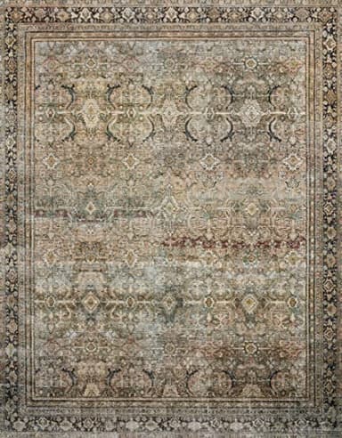 Loloi Layla Collection LAY-03 Olive/Charcoal 7'-6" x 9'-6" .13" Thick Area Rug, Soft, Durable, Vintage Inspired, Distressed, Low Pile, Non-Shedding, Easy Clean, Printed, Living Room Rug - Image 6