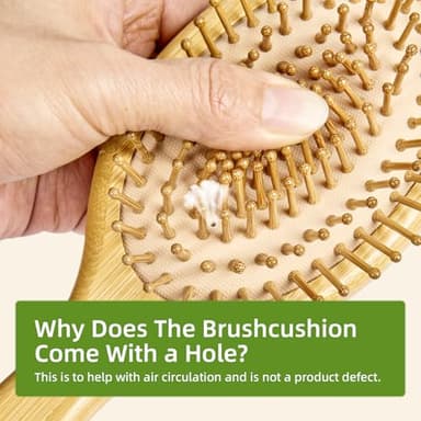 MRD Hair brush, Natural Bamboo Paddle Detangling Hairbrush, Massage Scalp Thick/Thin/Curly/Dry Hair For Women & Men - Image 3