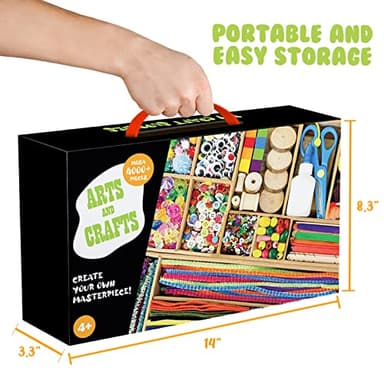 FUNZBO 4000+pcs Arts and Crafts Supplies for Kids -Girl Craft Kit Materials for Kids Age 4 5 6 7 8-12 Birathday Gifts for Girls and Boys Crafts for Girls Ages 8-12 Arts Activities - Image 6