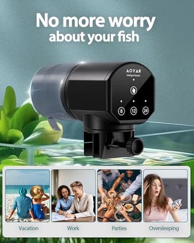 Automatic Fish Feeder Dispenser for Aquarium: 200ml Large Capacity Auto Feeders for Small Tank Turtle Betta Koi - Battery Food Feeding Timer for Flakes Pellet Vacation Weekend Day - Image 7