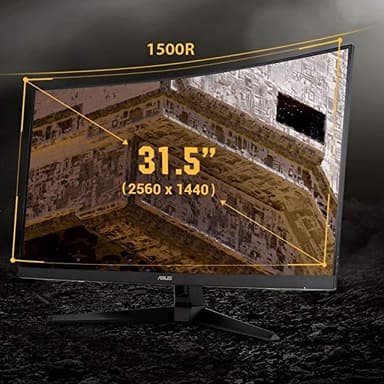 ASUS TUF Gaming 32" 1440P HDR Curved Monitor (VG32VQ1B) - QHD (2560 x 1440), 165Hz (Supports 144Hz), 1ms, Extreme Low Motion Blur, Speaker, FreeSync Premium, VESA Mountable, DisplayPort, HDMI,BLACK - Image 2