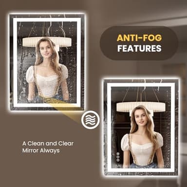 LOAAO 27.6"x35.4" LED Mirror for Bathroom, Lighted Bathroom Mirror with Lights, Anti-Fog, Dimmable, Memory Function, Easy to Install, Clear Reflection - Image 4