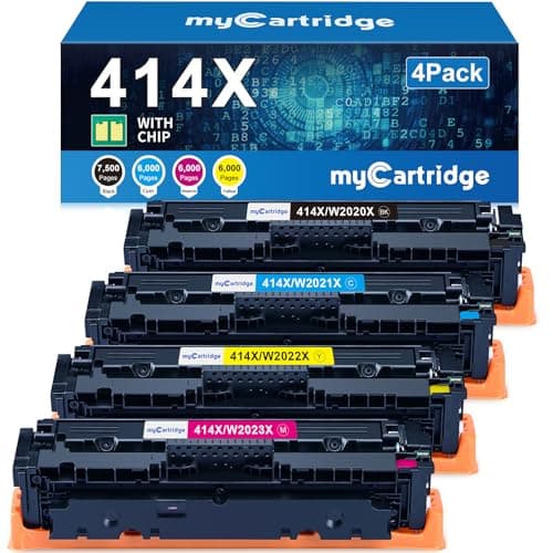414X Toner Cartridges 4 Pack High Yield (with Chip) Compatible Replacement for HP 414X 414A for Color Laserjet Pro MFP M479fdw M479fdn M479dw Pro M454dw M454dn M479 M454 Printer Ink W2020X W2020A - Image 1