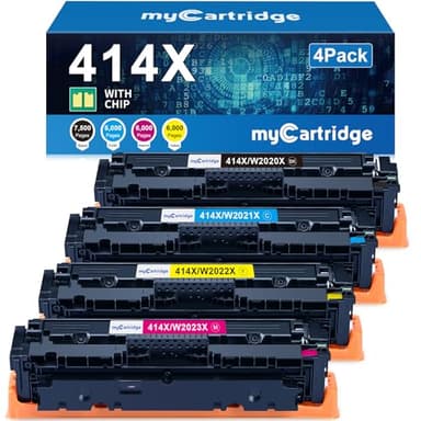 414X Toner Cartridges 4 Pack High Yield (with Chip) Compatible Replacement for HP 414X 414A for Color Laserjet Pro MFP M479fdw M479fdn M479dw Pro M454dw M454dn M479 M454 Printer Ink W2020X W2020A - Image 1