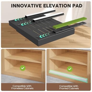 Seinloes 4 Pack Pull Out Cabinet Organizers 21" Deep With Raising Pad for Framed Cabinets, Expandable Width (15.2"-26.3") Slide Out Drawers Upgrade 3 Slide Rails, Roll Out Shelves Adhesive, Black - Image 3