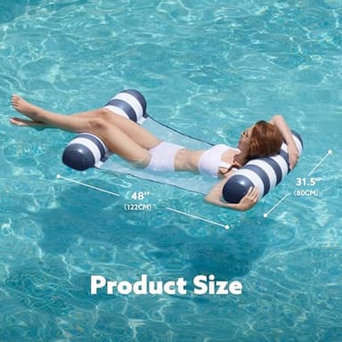 SLOOSH Strip Type Hammock Pool Floats Adults, 4-in-1 Multi-Purpose Inflatable Pool Floaties PVC Water Hammock Lounge (Strip- Navyblue) - Image 7