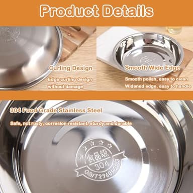 Stainless Steel Cat Bowls, 6.2'' Cat Food Bowls Relief Whisker Fatigue Shallow Cat Food Dish Metal Cat Bowl Basic Cat Bowls (4 Sets) - Image 3