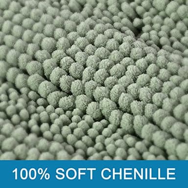 H.VERSAILTEX Bathroom Rugs Bath Mats Sets Super Absorbent Chenille Striped Bath Mats Non Skid Machine Wash Dry Rugs for Bathroom Floor Set of 2(Sage, 24 x 36 Plus 20 x 32 - Inches) - Image 3