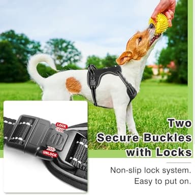 WINSEE Dog/Pet Harnesses No Pull with Dog Collar, Adjustable Reflective Oxford Outdoor Vest, Front/Back Leash Clips for Small, Medium, Large, Extra Large Dogs, Easy Control Handle for Walking - Image 8