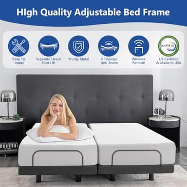 Queen Size Adjustable Bed Frame, Adjustable Bed Base with Wireless Remote, Separate Head/Foot Lift, Sturdy Metal, 0 Gravity/Anti-Snore, Easy Assembly, Quiet Motor, Smart Ergonomic Electric Bed - Image 5