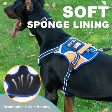 WOCUME Dog Vest Harness for Small Dogs with 2 Dog Patches, No Pull Adjustable Dog Harness with Handle for Walking Training, Reflective and Soft Padded Pet Harness for Small Dogs - Blue, XS - Image 7