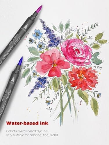 KEMYR Markers for Adult Coloring Books: 80 Color Dual Tip Fine & Brush Pens - Water-Based Coloring Marker for Adults Drawing Sketching Bullet Journal Writing Lettering No bleeding - Image 3