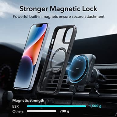 ESR for iPhone 14 /iPhone 13 Case, Compatible with MagSafe, Shockproof Military-Grade Protection, Magnetic Phone Case for iPhone 14/13, Classic Hybrid Case (HaloLock), Clear Black - Image 3