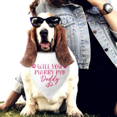 Will You Marry My Daddy Wedding Bandana Black White Dog Bandana Engagement Gift Funny Dog Bandana Wedding Photo Prop Pet Scarf Accessories for Pet Dog Lovers Gifts - Image 4