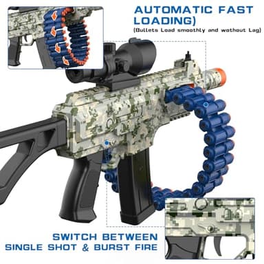 Electric Automatic Toy with Scope, JakMean Toy Blaster with 30 Dart Clips and 100 Foam Darts, Outdoor Shooting Games Toys for 6-12 Year Old Boys & Girls Adults, Gifts for Birthday Xmas, Green - Image 6