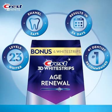 Crest 3D Whitestrips Age Renewal – Teeth Whitening Kit, 24 Treatments (20 + 4 Bonus), Each with 1 Upper/1Lower, 48 Strips – Crest 3DWhite Teeth Whitening Strips - Image 3