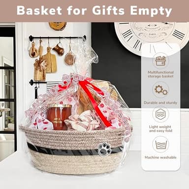 HiChen Dog Toy Basket Small Baskets for Gifts, Woven Baby Storage Basket for Towels, Toys, Storage Organizer Bins for Living Room, 12 x 8 x 5 inches - Image 3