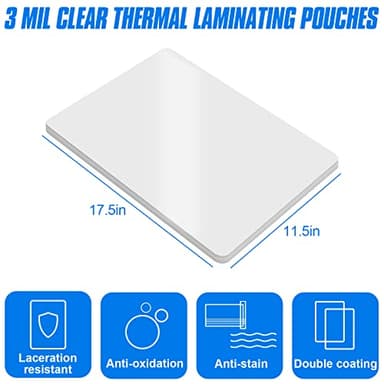 HERKKA 200 Pack Laminating Sheets, Hold 11 x 17 Inch Sheet, 3 Mil Clear Thermal Laminating Pouches 11.5 x 17.5 Inch Lamination Sheet Paper for Laminator, Round Corner - Image 2