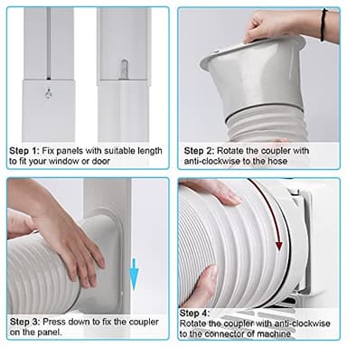 Kerykwan Portable Air Conditioner Window Vent Kit with 5.9” Exhaust Hose Adjustable Portable AC Window Kit for Ducting Universal Portable AC Seal Panel for Horizontal&Vertical Window - Image 4