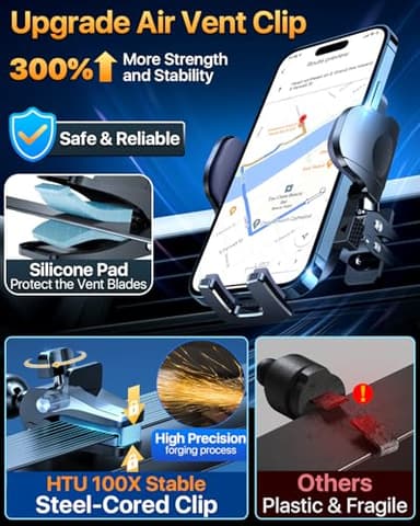 2025 Ultimate Car Phone Mount【98+LBS Strongest Suction & Military-Grade】【Patent & Safety Certs】 Cell Phone Holder Truck Stand for Dashboard Windshield Vent for iPhone 16 Pro Max Samsung (Black) - Image 4