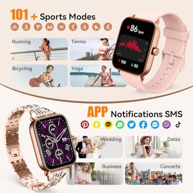 Gydom Smart Watch for Women with Diamond Jewelry Watchband, Alexa Built-in, IP68 Waterproof Fitness Tracker with Bluetooth Call, 1.8" Smartwatch with Heart Rate/SpO2/Sleep Monitor, 110+ Sports Mode - Image 5
