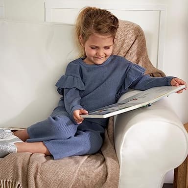 Gerber Baby Girls Toddler Sweater Knit Top and Cropped Pant Set, Teal, 5 Years - Image 6