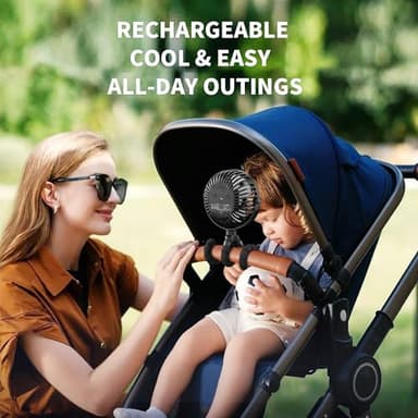 AMACOOL Battery Operated Stroller Fan Flexible Tripod Clip On Fan with 3 Speeds and Rotatable Handheld Personal Fans for Car Seat Crib Bike Treadmill (Black) - Image 2
