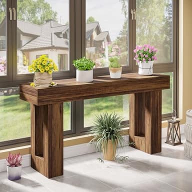 Tribesigns 63-Inch Long Console Table, Wooden Rectangular Sofa Table Behind The Couch, Farmhouse Entryway Table for Entrance, Hallway, Living Room (Rustic Brown) - Image 9
