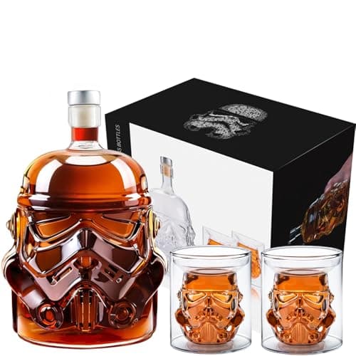 Whiskey Decanter With 2 Glasses, Transparent Creative Flask Carefe Decanter for Brandy, Scotch, Bourbon, Vodka, Liquor Christmas Gift for Men,Dad,Husband,Boyfriend - Image 1