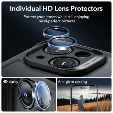 ESR for iPhone 15 Case, Compatible with MagSafe, Full-Body Military-Grade Drop Proof Case with Built-in 9H+ Tempered Glass Screen Protector, Armor Series, Clear Black - Image 6